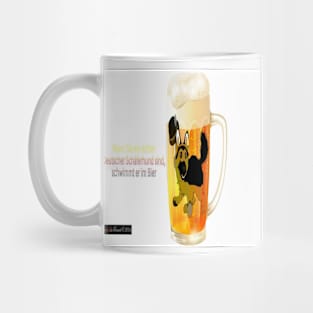 German shepherd swims in beer Mug